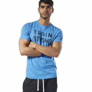 Reebok Graphic Series Train Strong T Shirt Herren - Blau - DE 962-DNT